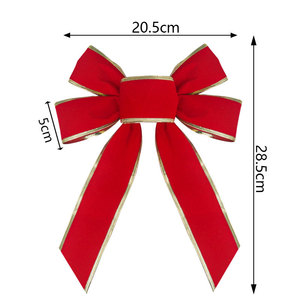 Pita Beludru Merah Besar Berumbai untuk Hiasan Puncak Pohon Natal, Pinggiran Emas, Bahan Dacron, 28CM*50CM, Dapat Digunakan Kembali, Grosir Pabrik, untuk Digantung - Product Image 6