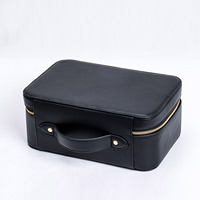 KONCAI Trousse de Maquillage de Voyage Élégante en Cuir PU Personnalisée avec Fermeture Éclair et Poignée Robuste pour Artistes Maquilleurs