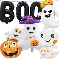 Set de Globos de Aluminio para Halloween: Esqueleto, Rayas Blancas y Negras, Pesadilla, BOO, Calabaza, Fantasma, Primer Cumpleaños, Baby Shower, Decoración para Fiestas Temáticas