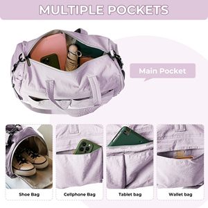 Sac de sport en toile lavande avec sangle réglable, grande capacité, sac de voyage unisexe, fermeture éclair, sac de sport décontracté - Product Image 3