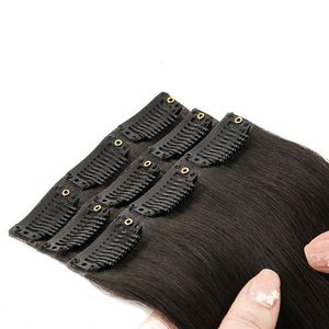 Produits de vente chauds 2024 Volume de cheveux moelleux <span class=keywords><strong>Clip</strong></span> noir d'aspect naturel invisible dans les extensions de cheveux humains pour les cheveux fins - Product Image 1