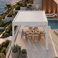 Système de pergola bioclimatique à toit automatique Greenawn avec écran d'intimité et capteur de pluie