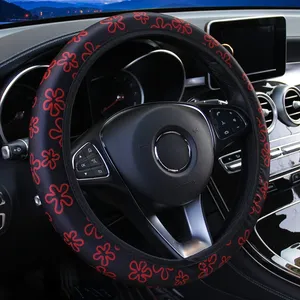 38cm anti-dérapant voiture <span class=keywords><strong>volant</strong></span> couverture fleurs imprimer universel Auto protecteur intérieur accessoires Kit - Product Image 5