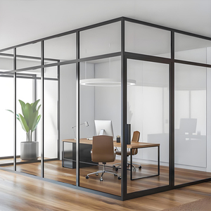 Tùy chỉnh kích thước hiện đại đôi kính phân vùng mờ tùy chọn nhôm công nghiệp hồ sơ phân vùng văn phòng bền - Product Image 1