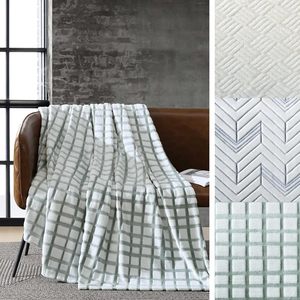 Lưới lượn sóng nghiêng màu xanh lá cây Nữ Hoàng chăn, mềm mại sang trọng bộ đồ giường, ấm cúng trang trí nội thất ấm áp phổ biến flannel chăn cho giường - Product Image 6