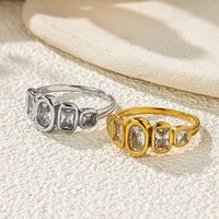 Bague de fiançailles en zircon de style rustique en acier inoxydable, tendance vintage, design exclusif haut de gamme, simple, en or 18 carats, cadeau