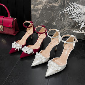 2026 <b>satin</b> white open-cut single-strap floral <b>wedding</b> high heels two-way wear bridal <b>shoes</b> for both Xiuhe and <b>wedding</b> dress - Product Image 4