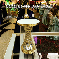 Table de bar en verre et métal de conception moderne de luxe MoKtong, acier inoxydable doré de haute qualité, livraison rapide en Inde, utilisation pour les mariages