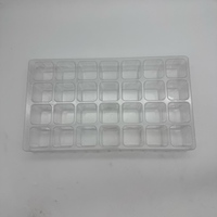 Plateau alimentaire rectangulaire transparent en PET recyclable personnalisé à 28 compartiments pour la fabrication de chocolats, bonbons et glaçons, épaisseur 0,2-1,5 mm