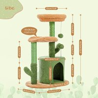 Arbre à chat écologique en forme de cactus, grande taille, construction en bois avec rampe à gratter en sisal, jouet pour chaton d'intérieur, griffoir pour chat