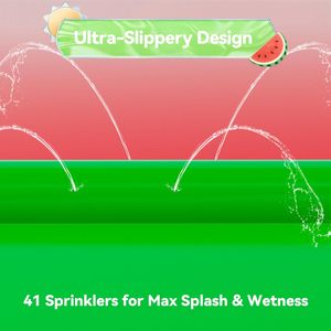 Watermelon-themed Dual Lane Water <b>Slide</b> with 2 Bodyboards and Sprinklers - Product Image 5