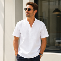 T-shirt en lin mélangé pour homme, marque privée OEM, manches courtes, doux, durable, pour temps chaud, décontracté, vente en gros