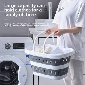 Panier à linge sale pliable bleu avec poignée pour la salle de bain domestique, vente directe d'usine - Product Image 4