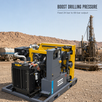 Compresseur d'air haute pression diesel Atlas Copco B4-41, 69 bars, 1000 psi, pour forage de puits d'eau, monté sur skid, portable