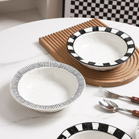 Assiette en céramique vintage de haute qualité, écologique, avec motif de feuilles et design de bol profond, pour la maison et la restauration