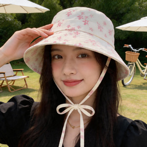 Sombrero de Pescador para Mujer, Estampado Floral Rosa, de Lona de Algodón, Protección Solar, para Verano - Product Image 2