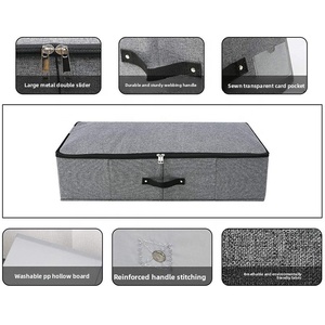 Organizador de Cama Dobrável de Linho com Grande Capacidade de <span class=keywords><strong>70L</strong></span>, Fechamento com Zíper, à Prova de Poeira e Reforçado - Product Image 5