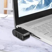 Hub USB 2.0 de 3 Puertos, Mini Hub USB de Alta Velocidad, Adaptador Divisor Giratorio para Laptop, Notebook, PC, Accesorios de Computadora