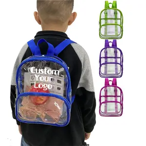 Sac à dos transparent à impression personnalisée Sac à dos en plastique transparent Sac à livres mignon transparent Sac d'école en PVC pour enfants de 1 à 5 ans