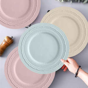 Assiettes rondes en dentelle vintage blanches élégantes Vaisselle en verre pour princesse pour mariage et fête en stock - Product Image 4