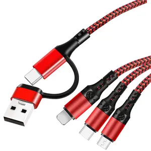 I nuovi prodotti 5 in 1 cavo dati di USB di stile del cavo di usb 1.2M incidono il supporto di Logo per tutti i dispositivi elettronici
