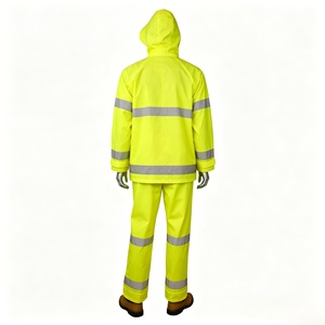 Combinaison de pluie haute visibilité de classe 3 ANSI, imperméable, en tissu Oxford réfléchissant, ensemble veste et pantalon de sécurité pour les travailleurs du bâtiment - Product Image 2