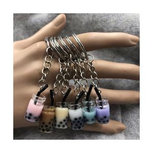 New Women/Men's Fashion Handmade Pearl Milk Tea Coffee Cup <b>Key</b> <b>Chains</b> <b>Key</b> Rings Alloy Charms Gifts - Product Image 1
