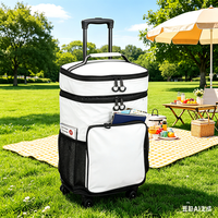 Sac isotherme à roulettes personnalisé avec logo, grande capacité, en polyester, pour pique-niques en plein air et plats à emporter
