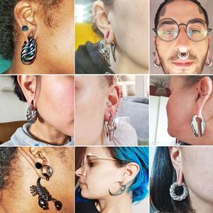 Großhandel Körper Edelstahl Magnet kreis Ohr gewichte Große Spur Skorpion Mond Piercing Ohrringe Schwere Ohr kegel Stahl - Product Image 6