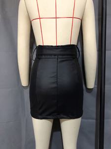 Mini-jupe en cuir noir punk, printemps-été 2025, nouvelle jupe crayon sexy à bandage en cuir, fermeture éclair, fendue, club, <span class=keywords><strong>hippie</strong></span>, taille haute, 50% - Product Image 5