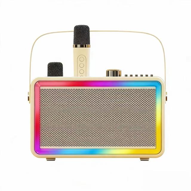 SP500 Dual Wireless Microphones Karaoke Machine Portable Speaker with LED Lights Rechargeable for Home Party Outdoor Singing