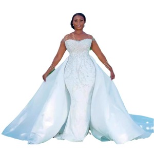 French Style Strapless Satin Wedding Dress Mermaid Silhouette Off White Ivory White Natural Waistline Hollow Design - Product Image 5