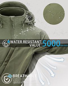 Veste coupe-vent OEM pour homme, veste tactique softshell imperméable pour homme, veste à capuche tactique pour homme - Product Image 2