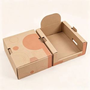 Kraft <b>Paper</b> <b>Eco</b>-<b>Friendly</b> Foldable Slotted Boxes Handle Internal Dividers for Household Storage Rectangle Recyclable Four-Color - Product Image 3