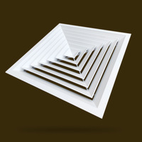 Diffuseur de plafond intégré en alliage d'aluminium pour sortie d'air conditionné, simple couche, carré, pour climatisation centrale