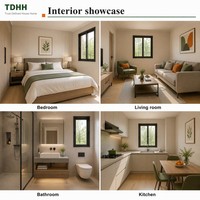 Rumah Modular Prefab Dua Lantai TDHH Rangka Baja Panel Kayu Balkon Tangga Grosir OEM
