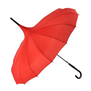 LOTUS New Design Pagoda Advertising Wedding Straight Solid Color Umbrella Long Handle for Outdoor Umbrella