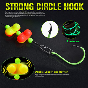 NOUVEAU MAJOR Ensemble de pêche <span class=keywords><strong>au</strong></span> poisson-chat européen avec flotteur cigare et clochette, lancer longue distance, pour la pêche à la carpe 6/0 #   8/0 #   10/0 #   5 Sacs - Product Image 4