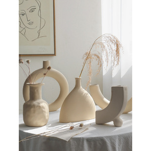 Nordic Style Unglazed Ceramic <b>Vase</b> Handmade Tabletop Decor For Living Room Home Art Display - Product Image 1