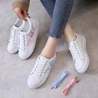 Baskets en cuir PU pour femmes, baskets de sport pour femmes, baskets de course, baskets décontractées confortables pour adolescentes, baskets blanches brodées, chaussures tendance