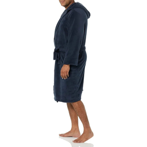 Peignoir de bain à capuche en coton et fibre de bambou de luxe pour hommes, rembourré, thermique, séchage rapide, respirant, manches longues, poches, OEM - Product Image 3