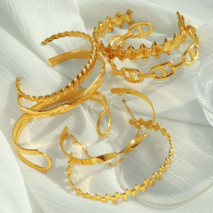 Luxury 316L Stainless Steel 14k 18k Gold Plated Fashion <b>Bracelets</b> & Bangles Flower Butterfly Fashion <b>Cuff</b> <b>Bracelets</b> for Women - Product Image 3