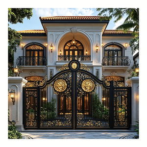 Porte coulissante <span class=keywords><strong>en</strong></span> <span class=keywords><strong>fer</strong></span> <span class=keywords><strong>forgé</strong></span> pour entrée principale, design moderne avec quincaillerie et serrure <span class=keywords><strong>en</strong></span> acier inoxydable - Product Image 4