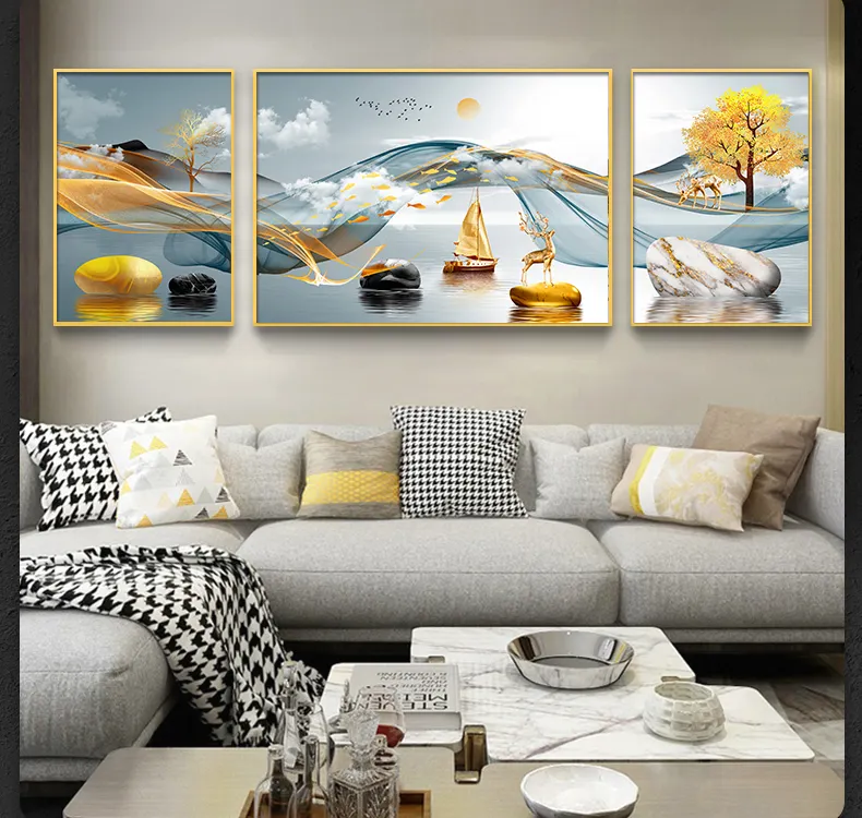 Pintura decorativa para sala de estar, fundo minimalista para parede com pintura tripla de <span class=keywords><strong>cristal</strong></span> de porcelana