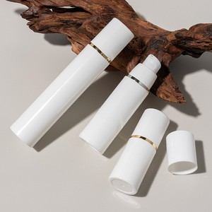 Flacon pompe airless blanc 15ml 30ml 50ml avec capuchon doré/argenté, pulvérisateur cosmétique PP pour crème et <span class=keywords><strong>lotion</strong></span>, estampage à chaud - Product Image 2