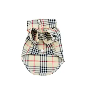 Pet cat fashion bodysuit plaid pet dog clothes shirt