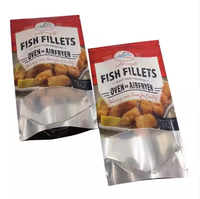 Sachet d'emballage alimentaire personnalisé pour filets de poisson, pochette verticale avec fenêtre transparente, fermeture éclair, sac en Mylar imprimé pour snacks