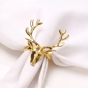 Napkin Ring Holder Party Wedding Hotel Table Decor Metal Reindeer Horn Custom Napkin Rings