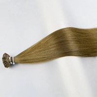 Extensions de cheveux humains de qualité supérieure, brun blond, texture russe soyeuse et droite, pointe en kératine