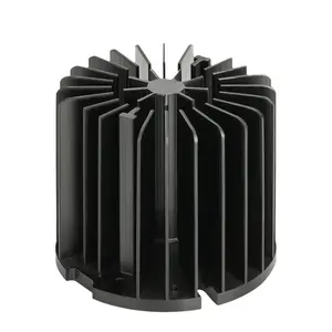 15-30W व्यास 74mm और ऊंचाई 64mm दौर जाली काले Anodizing एल्यूमीनियम एलईडी Heatsink प्रोफाइल